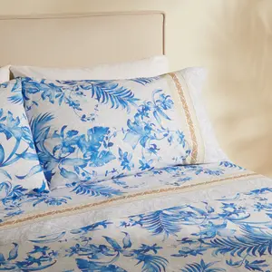 Комплект постельного белья Ibiscus Tatoo Bassetti, без пододеяльника, хлопок, синий
