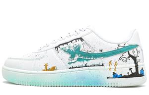 XTEP Женские белые скейтерские кеды Air Force One с противоскользящей подошвой и устойчивостью к износу, низкие, с темно-голубыми акцентами, цвет White Dark Cyan