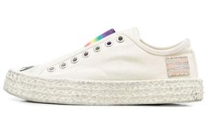 Кеды Logo Low top Stylish Skateboarding Shoes Women's Beige Distressed Acne Studios