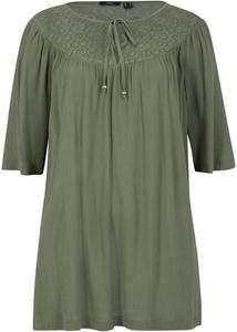 Длинная туника из жатки рукава до половины Bpc Bonprix Collection, зеленый