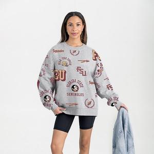 Женский серый флисовый свитшот florida state seminoles always on repeat Gameday Couture