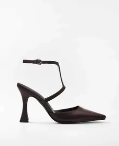 Закрытые туфли на каблуке с деталями переднего ремешка Mim, шоколадный