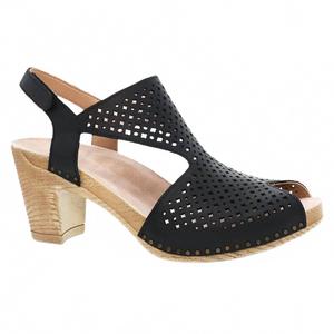 Женские черные мюли с открытым носком на каблуке Dansko