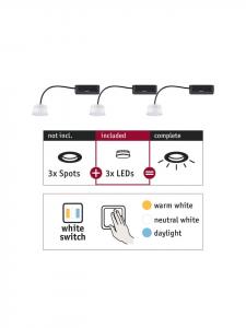 Paulmann Встраиваемый светодиодный модульный светильник  Выберите комплект из 3 белых выключателей