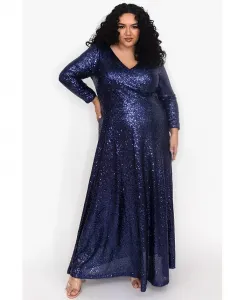 Женское вечернее платье с длинными рукавами и пайетками Celebrations by Sydney's Closet, синий