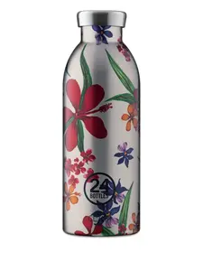 Бутылка для воды Amnesia с цветочным принтом (500 мл) 24Bottles, серебристый