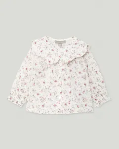 Блузка с цветочным принтом, лепестковым воротником и длинными рукавами для малышей Coconut El Corte Inglés, розовый