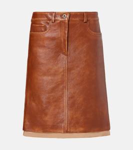 Кожаная юбка миди Miu Miu, Brandy