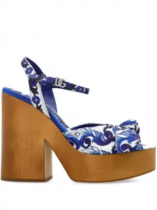 Босоножки на каблуке 125 мм с цветочным мотивом DOLCE & GABBANA, белый