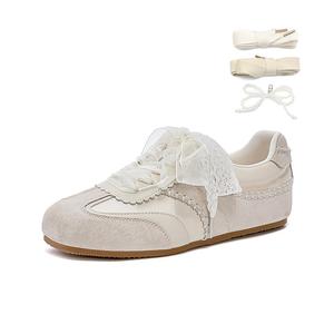 Винтажная мода Instagrammer Ballet German Army кроссовки с низким верхом в спортивном стиле, повседневная обувь цвета экрю для женщин JOSINY, Ecru