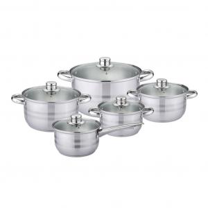 Микелино 10 шт. Набор кастрюль из нержавеющей стали BONN Набор кастрюль 20348 Michelino, серебро