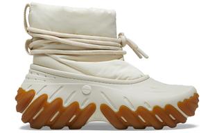 Зимние ботинки женские Crocs на платформе, экрю