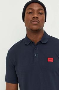 Хлопковая рубашка-поло HUGO Hugo, темно-синий