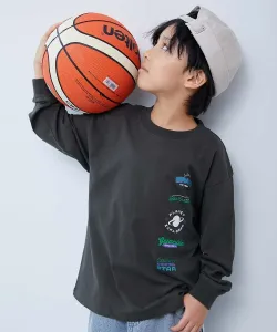 Футболка с длинным рукавом и крупным силуэтом дьявольской лабрадорши, Детская одежда. Размер 26SS Devirock, цвет 010-Space-Sumi