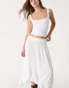 Майка Stradivarius с квадратным вырезом белого цвета