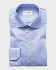 Мужская классическая рубашка узкого кроя с узором «гусиные лапки» Eton, цвет Light Blue
