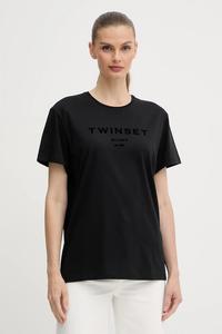 Хлопковая футболка Twinset, черный