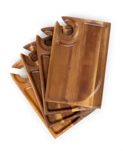 Прямоугольные тарелки для закусок к вину, набор из 4 шт. Toscana, brown