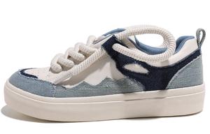 Низкие кеды для скейтбординга женские бело-голубые HUANQIU