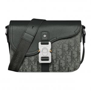 DIOR Косая сумка через плечо из коровьей кожи маленькая женская угольно-серая