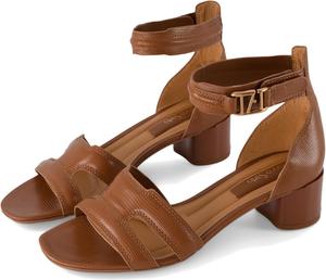 Туфли Franco Sarto Nora Ankle Strap Low Block Heel Sandals, цвет Cognac Brown Smooth