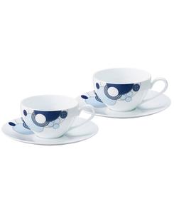Noritake Набор из 2 чашек (4 предмета) Frank Lloyd Wright Imperial Cabaret Blue, 7 унций (200 мл) и блюдец