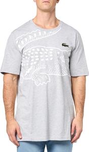Мужская футболка Lacoste для высоких, с круглым вырезом, коротким рукавом, свободным кроем и графическим принтом, Silver Chine