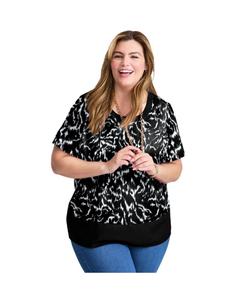 Женская блузка с цветными блоками по низу AVENUE, Black texture