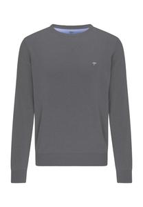 Свитер, хлопок, манжеты в рубчик, мужской FYNCH-HATTON, цвет Steel