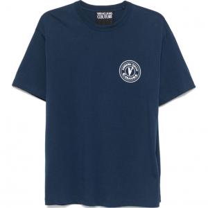 Футболка с V-образным логотипом VERSACE JEANS COUTURE, синий