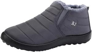 Женские зимние ботинки с мехом, комфортные утепленные ботильоны на зиму, уличные водонепроницаемые короткие ботинки без шнуровки Hhhchpm, Grey