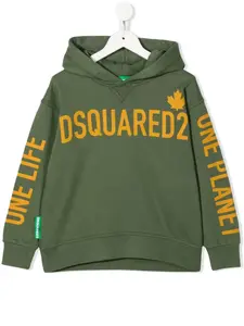 Толстовка свободного кроя с капюшоном Dsquared2 Kids, зеленый