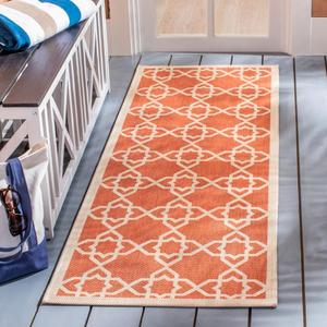 Ковер SAFAVIEH, 79 x 249 см, Washable Outdoor Courtyard Collection - Runner, Terracotta & Beige, без линьки и легкий в уходе, идеально для патио, прихожей, гардеробной, коридора, кухни (CY6032-241)
