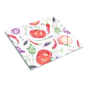 Стеклянная тарелка 60x52 см. Помидоры и специи TULUP, красный