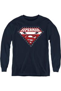 Футболка с длинным рукавом Superman For President для детей Gildan, темно-синий