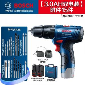 Дрель аккумуляторная Bosch GSB120 + набор сверл, 15 штук