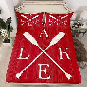 Erosebridal Пододеяльник The Lake House Vintage Paddle Farmhouse красный в деревенском стиле, Multi 02