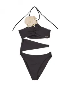 Купальник с цветочным принтом Karl Lagerfeld, черный