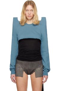 Синяя укороченная толстовка Hollywood Tecsweat Rick Owens DRKSHDW