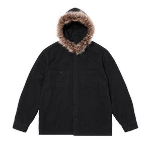 Рубашка Supreme Fur Trim Flannel Hooded Shirt, Black