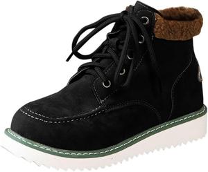 Женские весенне-осенне-зимние ботинки больших размеров в европейском и американском стиле с манжетами, на низком каблуке, размер 12 Generic, Black