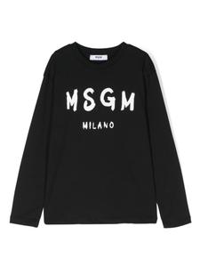 MSGM Kids футболка с логотипом, черный