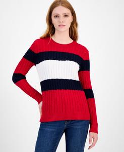 Женский хлопковый свитер крупной вязки с флагом Tommy Hilfiger, Scarlet Multi