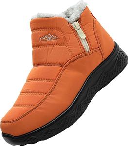 Женские и мужские зимние ботинки на молнии до щиколотки с утеплителем и меховой подкладкой, водонепроницаемые, теплые, удобные для ношения на улице Generic, оранжевый
