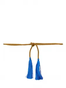 Плетеный ремень с кисточками Forte Forte, синий