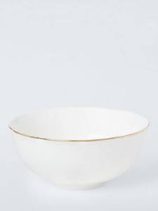 Фарфоровая миска для хлопьев Fleur Gold Rim John Lewis, 15cm, White