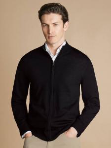 Джемпер из мериносовой шерсти на молнии Charles Tyrwhitt, Black
