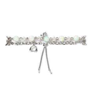 IBOANN Часы Watch Band Xiaomi Compatibility Glass Beads Material, Glass Beads Retractable Chain Strap-White