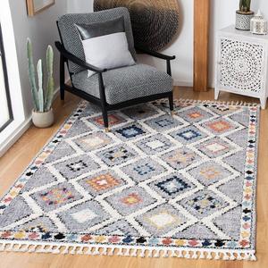 Ковер SAFAVIEH, 153 x 153 см, Morocco Collection, Grey & Multi, марокканский богемный племенной дизайн, не линяет и прост в уходе, идеален для помещений с высокой проходимостью в гостиной, спальне (MRC965F)