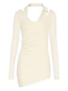 Топ в рубчик с драпировкой Jean Paul Gaultier, нейтральный